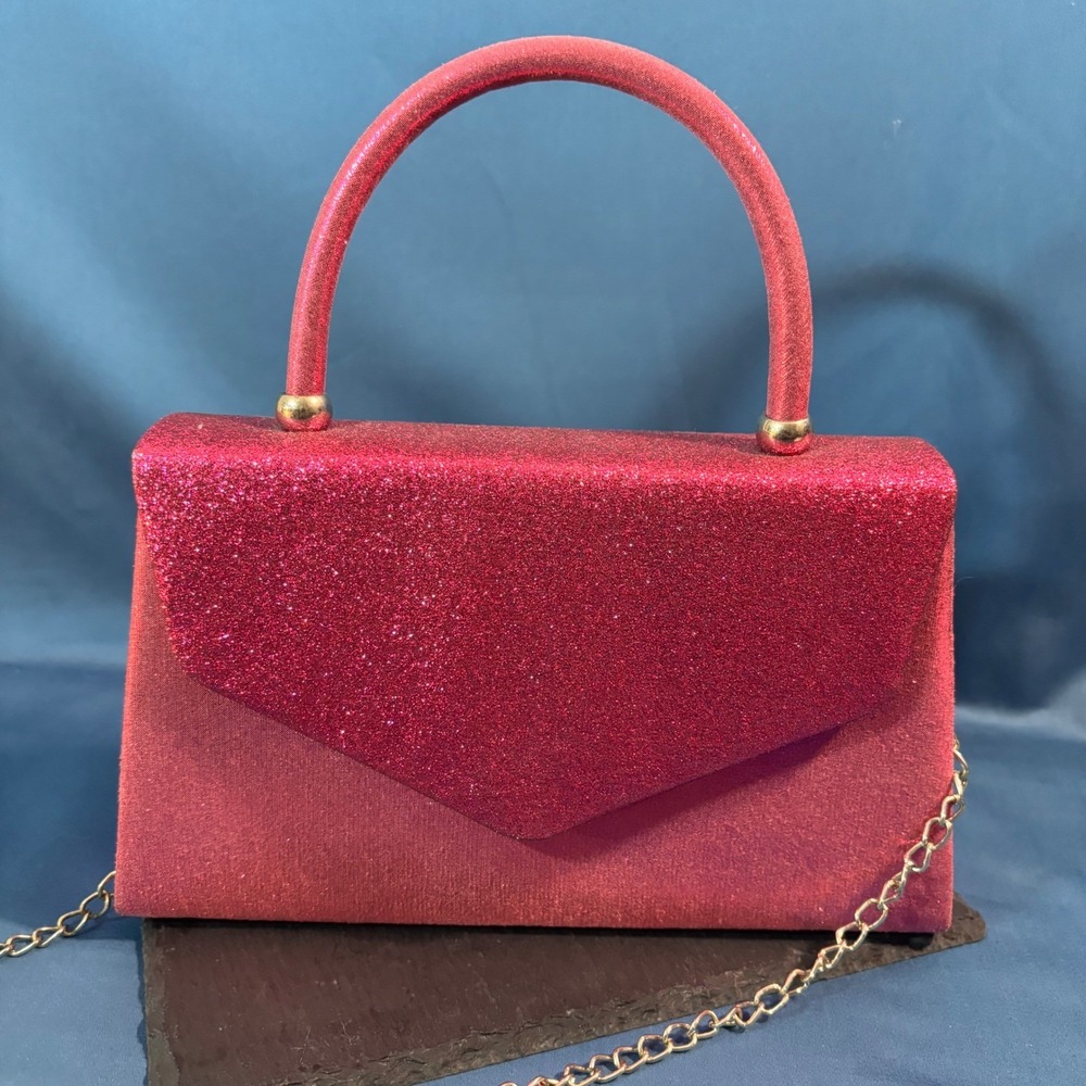 Dasein Hot Pink Glitter Evening Clutch Crossbody Bag Formal Prom Wedding Handbag - Picture 4 of 8